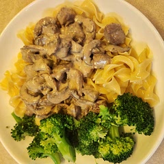 Don’t overcook the pasta. Mix cooked pasta with butter promptly to reduce clumping. Yummy! Way better than the cream of mushroom soup and ground beef version I grew up on.