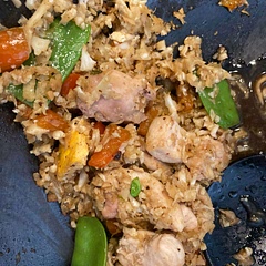 Fabulous! Easy and simple stir fry recipe. Even my Not-on-a-Low-Cal-diet boyfriend loved it. 
Don’t bother using a grater with the cauliflower rice. Takes too long and makes a huge mess. Just throw it in the food processor.