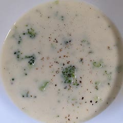Used frozen blanched broccoli and a little extra cheese. Consistency of soup was good as is and easy to adjust seasoning at the end. Used white sharp cheddar and 3/4 tsp onion powder in place of onion.