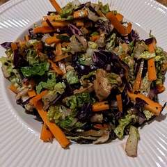 Seeing we all took seconds, I'd say this was a hit. Spiced it up with chilly flakes and baked the chicken in most of the ingredients of the dressing for a more intense flavor. Next time will add some lime to the dressing.