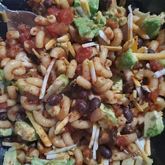 Used chipotle tomatoes and black beans. Added mushrooms and topped with avocado.