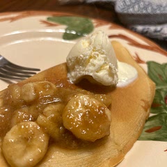 This was my first time making crepes. They look a little funny but taste great!