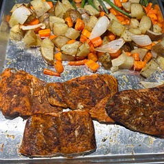 Definitely pay attention to cooking times. My fillets would have been good to go at 5 minutes. 
I used olive oil and made a paste of the oil and the seasonings and then brushed it over the fillets. Good stuff.