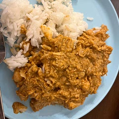 I added a little bit of rotisserie chicken breast ( I was in a hurry otherwise I would have added homemade chicken breast) I served with jasmine rice.  Next time I want to add Naan. My family loved this, especially my kids.