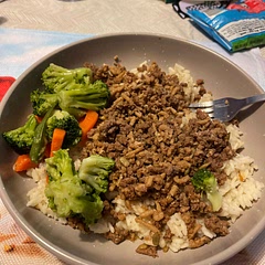 Quick and easy. Added some veggies.