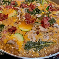 I did add cumin, potatoes, mushrooms, squash, bacon, and a can of corn.