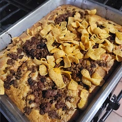 Probably Needs some Tweeks, I didn't add rice, lettuce or olives (ew) but added black beans instead of the 2nd lb of beef.
Does take quite awhile to cook, especially if you don't have pre cooked beef.