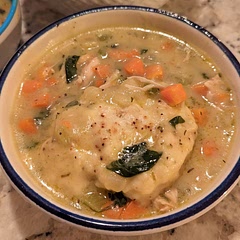 Such a great base to add your own flair to it. I made it for my family including my 1 year old. Used chicken breast tenders and cooked them in the pan with steak seasoning. Then took them out and added a little bit more oil and sauteed the mirepoix. Added the butter and seasoned with a pinch of salt, dried thyme, ground sage and dried rosemary. Could add a bay leaf when putting in the broth. I added some spinach but will put some mushrooms and maybe a seasonal veg like a squash to make it more hearty