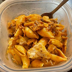 I added extra cheese, a little bit of milk when I added the cheese and then added the shells at the end. Also used black bean and corn salsa and it was SO GOOD!