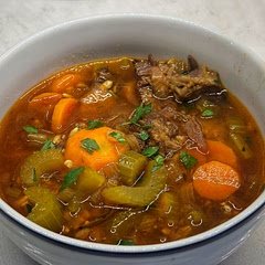 Don’t forget to cut the baby potatoes, I left mine whole and wished I halved them. I would also add less broth to be more of stew than a soup.