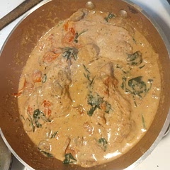 Delicious! I added mushrooms and some extra tomatoes, spinach and parm