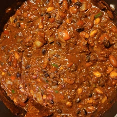 One of the greatest chili recipes I have ever made. Even impresses meat lovers. A staple. Side note, it is great with fritos and shredded cheese.