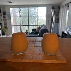 Added pineapple juice. Use coconut milk and added peanut butter and granola.