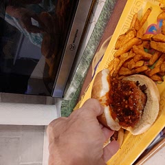 Randy loved it.  I put on Toasted bun.
I put proline cheese & Chilli pepper sauce