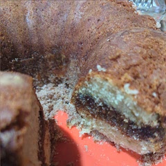 No overpowering cinnamon taste. Light & fluffy cake with a cinnamon layer in the middle. My cake was cooked in 65 minutes.