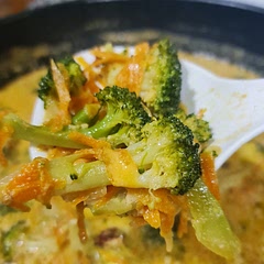 Everyone loved it. Would half the recipe for 2A+2C. We had it with toast, cooked pasta in the leftover soup the next day.
