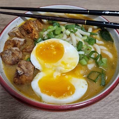 Used udon noodles instead of the dry ones and skipped the mushrooms. 3 OXO vegetable stock cubes and 2 sachets of the miso paste.
Very tasty, easily competes the restaurant ones. will make it again definitely. My picky husband liked it a lot.
