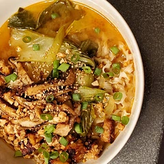 Added tempeh to the tofu marinade and broiled it all while making the rest. Best ramen broth ever!