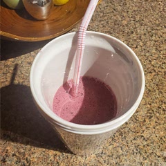 Used frozen strawberry and blueberries mix instead. Omited using the yogurt and just added milk and honey. Plus, a little bit of sugar. It was good.