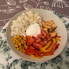 It’s very good! Even though I couldn’t find black beans in grocery store and they were sold out on avocado 😁 I made it with cilantro lime basmati rice and let me tell you something… it was amazing!🔥✨