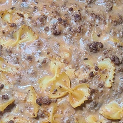 Pretty basic, but filling and easy to make.  I substituted venison for beef.  Also added a garlic, salt, and pepper mixture.  It's a good, quick weeknight fix.  The recipe makes a lot of food.  I'd probably half it next time.