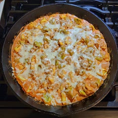 I used Italian sausage instead of beef and half the mozzarella. That being said: easy, simple and delicious and very little cleanup.