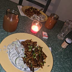 Instead of ground beef and linguine, I used beef strips and Udon noodles.

I also happened to have turmeric and sesame oil, which made it taste a little extra yummy!

Thanks for the awesome recipe; went well for date night.