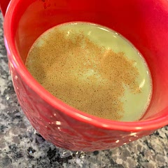 EDIT 1-28: Alright, definitely better with warm milk. This time I used my milk frother (unfortunately it broke and only warmed the milk) and it was much much better. Warmed me up on this chilly snowy day. I’ll make this again.

Was hoping for a hug in a mug but this wasn’t quite there. The overall flavor was nice but I forgot to froth the milk. When I poured it over the milk it cooled the drink and that coziness that would have come from a warm drink was lost. Flavor instead was more like green tea with cinnamon that cooled from sitting too long.

I’ll try it again with frothing the milk to see if that helps overall temp. I did pop it back in the microwave and that was better.