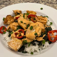 I added rice and kale to add a little heartiness to the meal. This was delicious though and the spice kick was perfect!