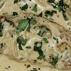 Love the sauce, so creamy and delicious. Added a sprinkle of cumin to the sauce. 