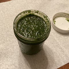 Delicious and spicy. It’s like a zinged up chimichurri sauce. I used it to make a zhoug tahini, but will definitely use it to dress other foods.