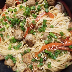 I like to make mine with veggies and proteins, but this recipe is also delicious as is! Eat fresh cause that's when its best!

I also double the amount of soy sauce or make 1/2 the amount of pasta. 