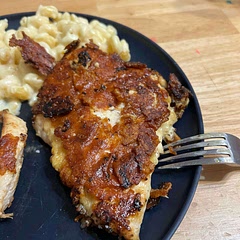I was hesitant that the cheese would stick to the chicken, but it did and the cheeee crisped up so nicely. The chicken was moist and juicy. Whole family enjoyed it!