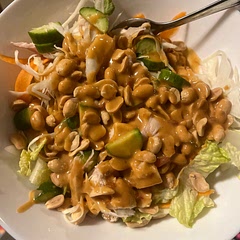 Used maple syrup instead of honey in dressing and added additional raw veg from fridge. Dressing was punchy and delicious! Loved the inclusion of peanuts! Would make this again in a heartbeat!