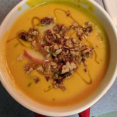I didn't let the cheese melt all the way but I like it like that. The topping may happen for leftovers, ran out of time to make with the soup.
