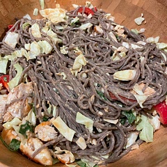Definitely needed a little chili oil and created a lot of dishes. That said, came together quickly and lots of leftovers — when it’s not Friday night, I’m sure I’ll appreciate it more