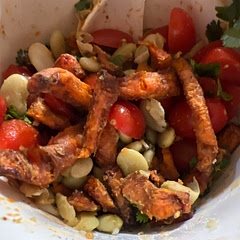 What I actually ended up making with them. Lima beans, carrot fries, cilantro, and diced cherry tomatoes. *delish