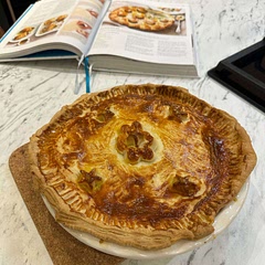 The crust needed more time to cook, but the filling was really nice! I used leeks as well from a Hairy Bikers’ recipe.