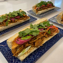 Sooo delicious. Can’t believe this is fake meat! Buying half-baked baguette to finish off in the oven was key.