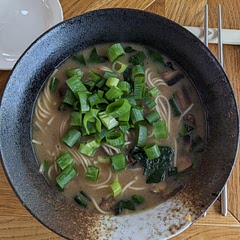 Need to add some  additional spices Miso, seseme oil, chilli oil.
Might try next time with soy milk (not swesten as for coffee) will give it more of a Japanese taste.