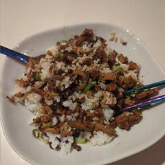 Added tempeh and tofu in the mix and tripled the recipe without trouble.