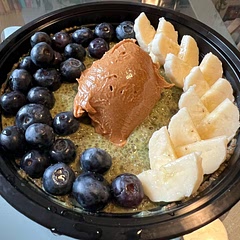 Very good- added bananas for extra sweetness and pb for protein. Might add more variety of fruit next time.