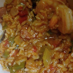 Came out pretty tasty. Only made half the recipe and it still was alot of food. Had to let the rice cook a little longer that instructed. Overall delicious.  