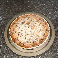 Added about half a cup more of brown sugar and about 2-3 tablespoons of caster sugar while cooking the apples. Also topped with icing sugar!