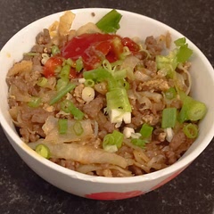Good meal,  lots of stuff all squeezed into a pan