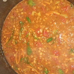 The lentils took over the soup Very grainy in flavor