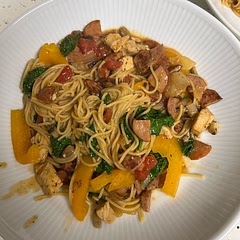 Did this differently, but so good! Added a lot a Cajun seasoning, used coconut cream instead of regular cream, increased the liquid amount overall! Used a vegan powder instead of cheese. Super delicious