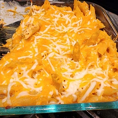 Fantastic.  I doubled the hot sauces (Franks) and doubled chicken and pasta.  Everything else the same.  Eye balled the cheese topping.  Fantastic!!!  9 and 11 yr old loved it too!