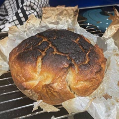 Burned a lil bit on but if it flip it over and close your eyes and ignore the slight burnt taste you won’t notice