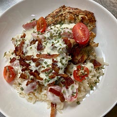 It doesn’t make a lot of cream sauce so I had to quadruple it- however I did make enough to serve 20.  (The sauce) it was amazing. And very fancy. I am a chef I would recommend this dish for weddings.  I served on rice 
.